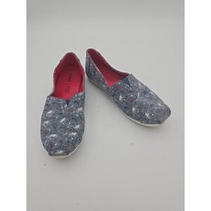 Toms Women's 7.5 Fireworks 4th of July Slip‎ On Denim Flat Casual Shoes